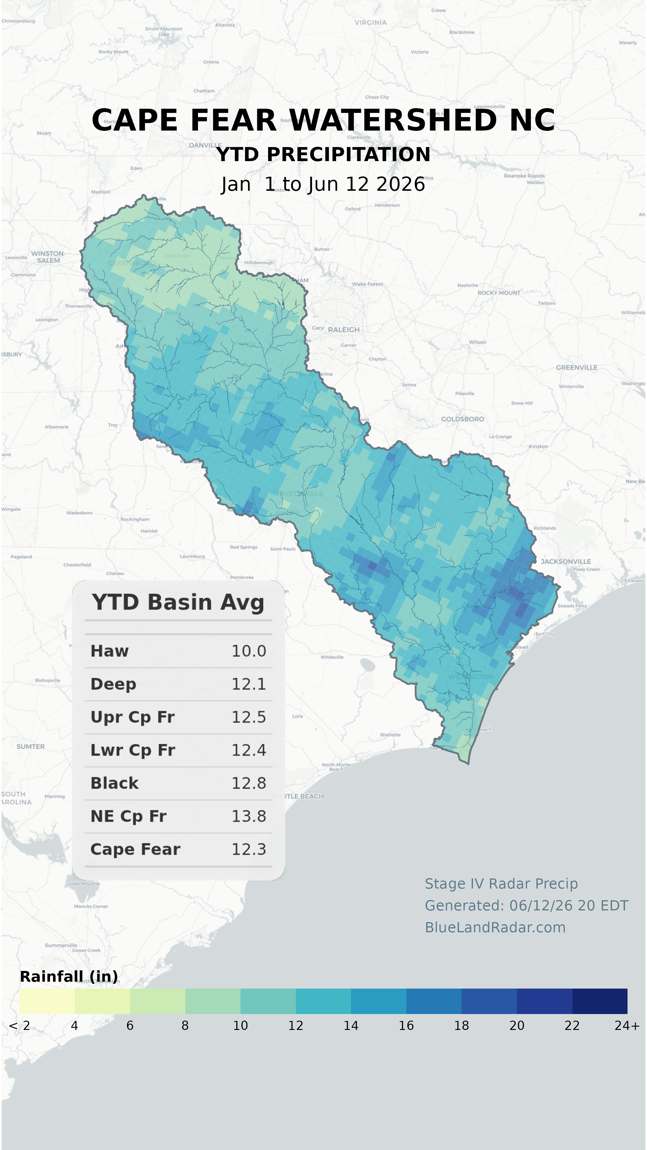 Cape Fear YTD precip